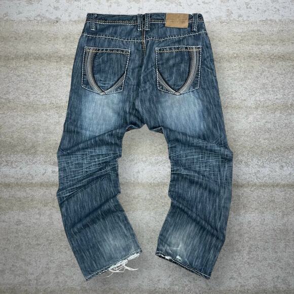 Vintage Skater Wide Leg Jeans Southpole Dark Wash Baggy Denim Rap Style Y2K